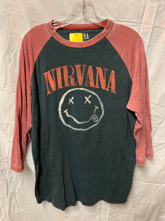 Nirvana Smiley Band 3/4 Sleeve Tee