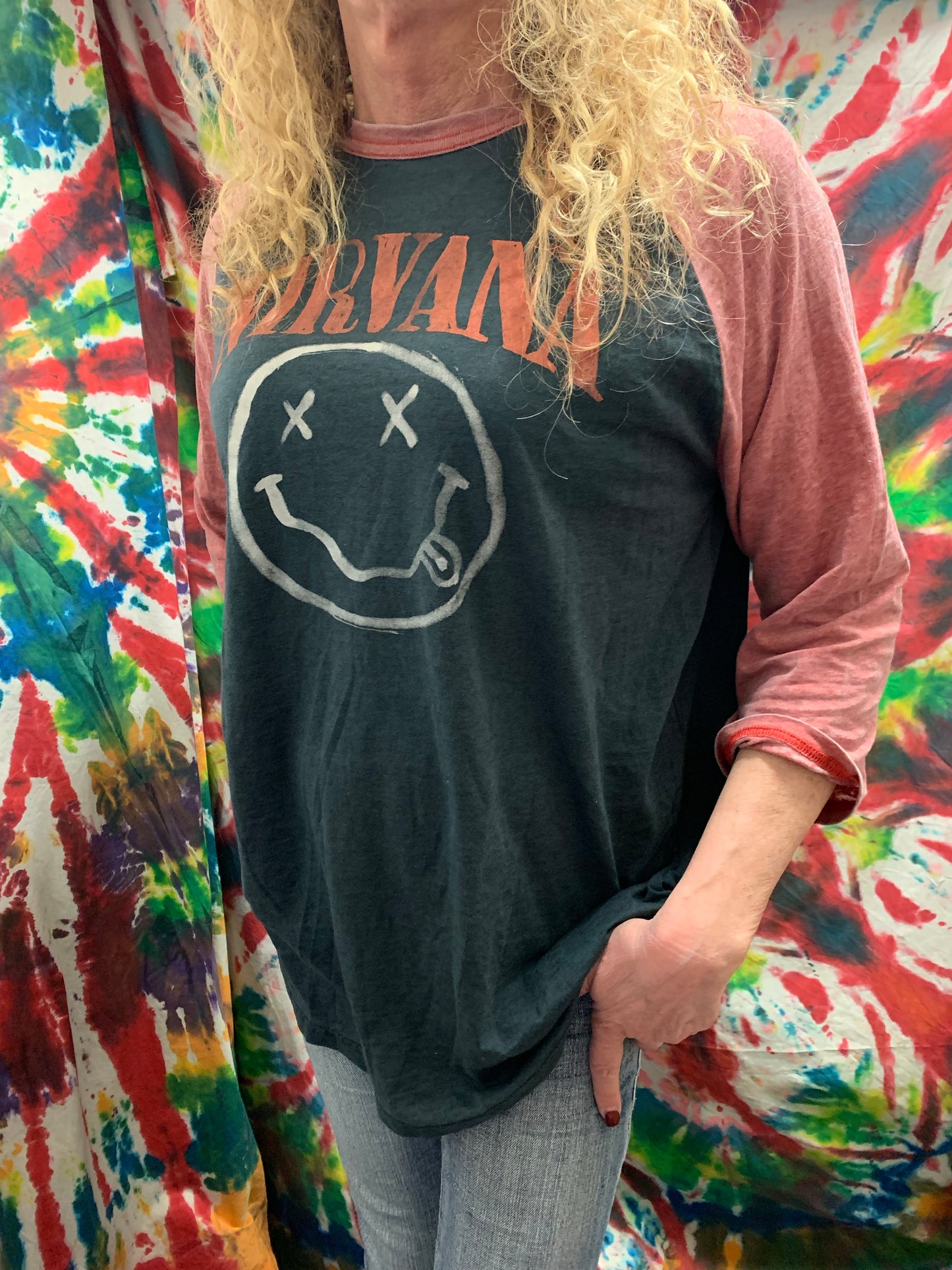 Nirvana Smiley Band 3/4 Sleeve Tee