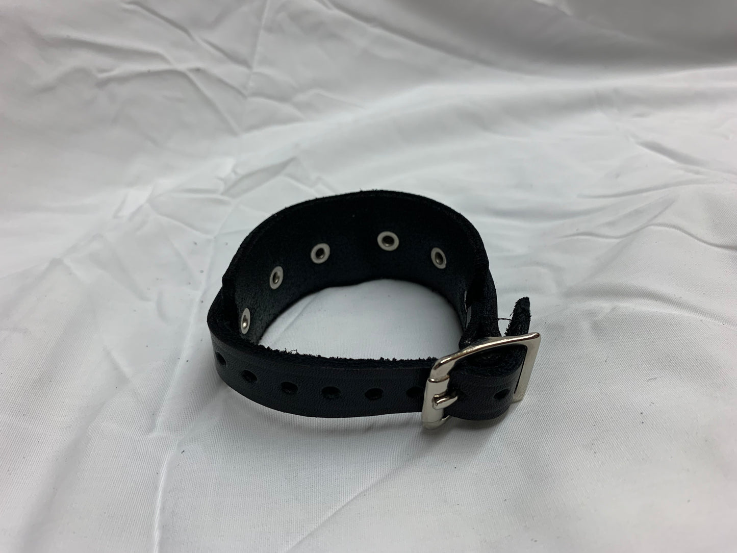 Leather Cuff Bracelet w/ Flat Studs & Single Ring