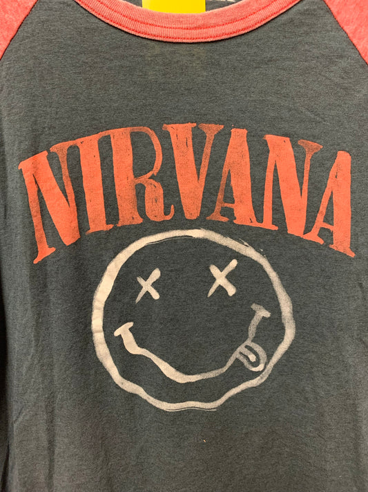 Nirvana Smiley Band 3/4 Sleeve Tee