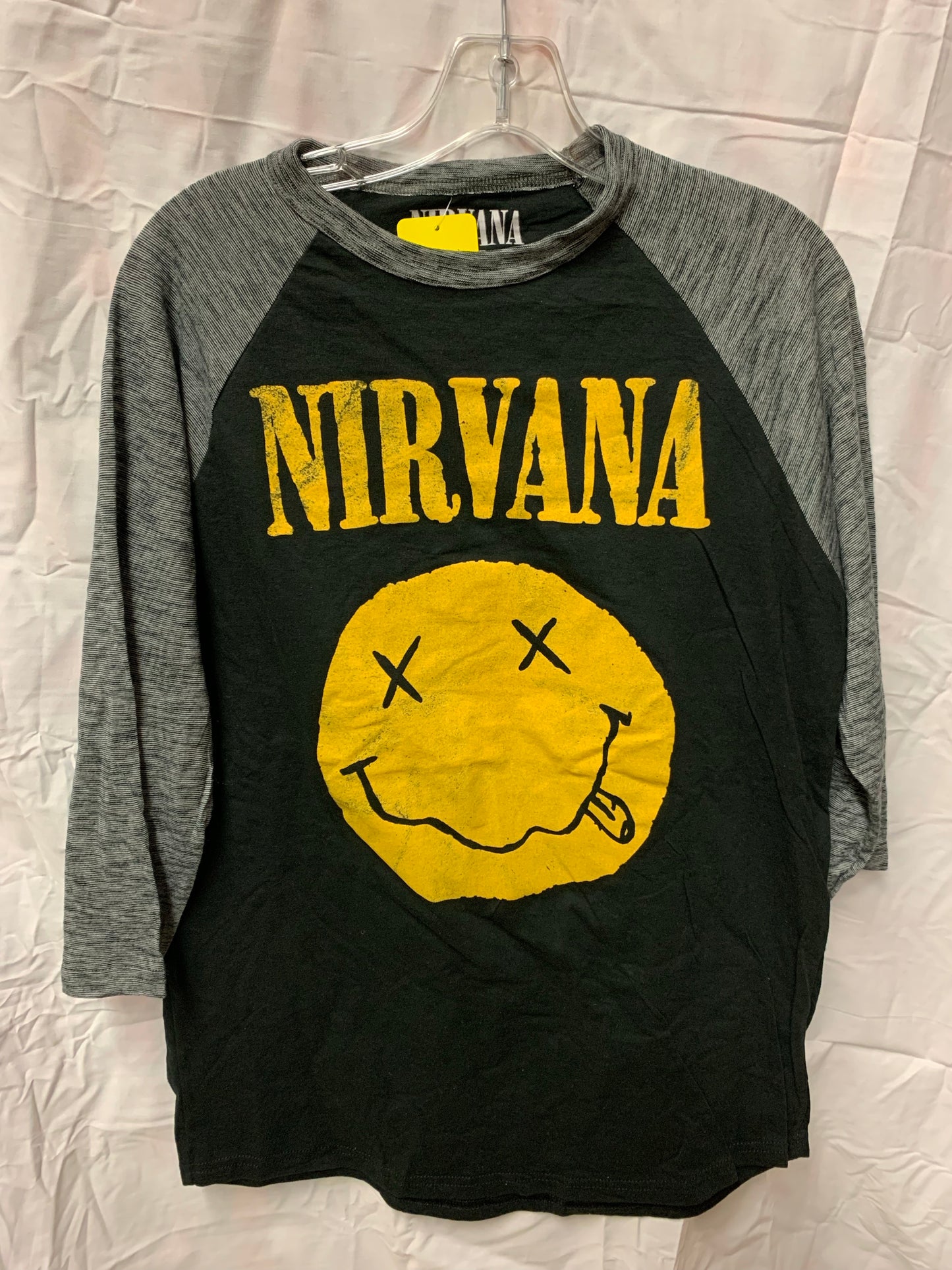 Nirvana Yellow Smiley 3/4 Sleeve Tee