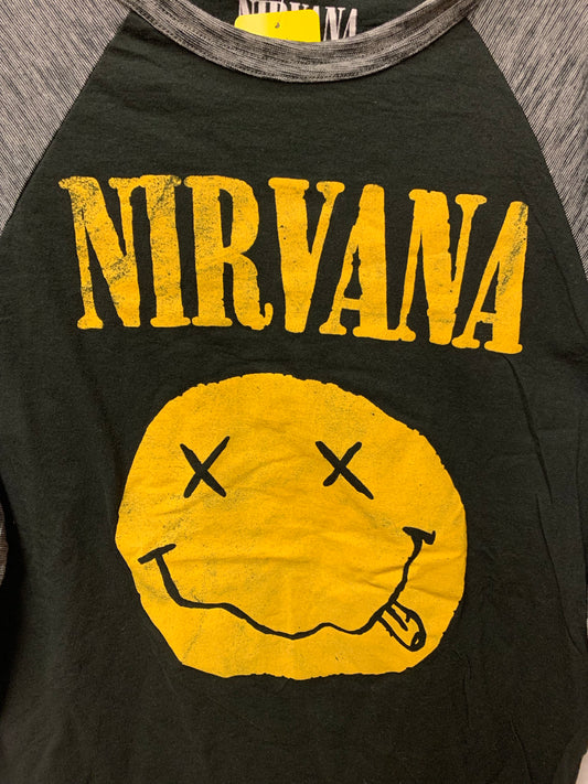 Nirvana Yellow Smiley 3/4 Sleeve Tee