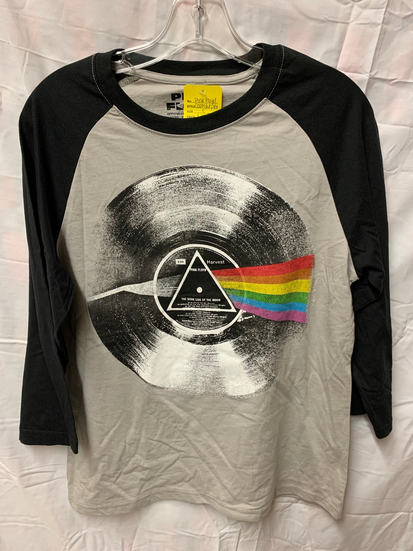 Pink Floyd Dark Side of the Moon Vinyl Record Graphic 3/4 Sleeve Tee