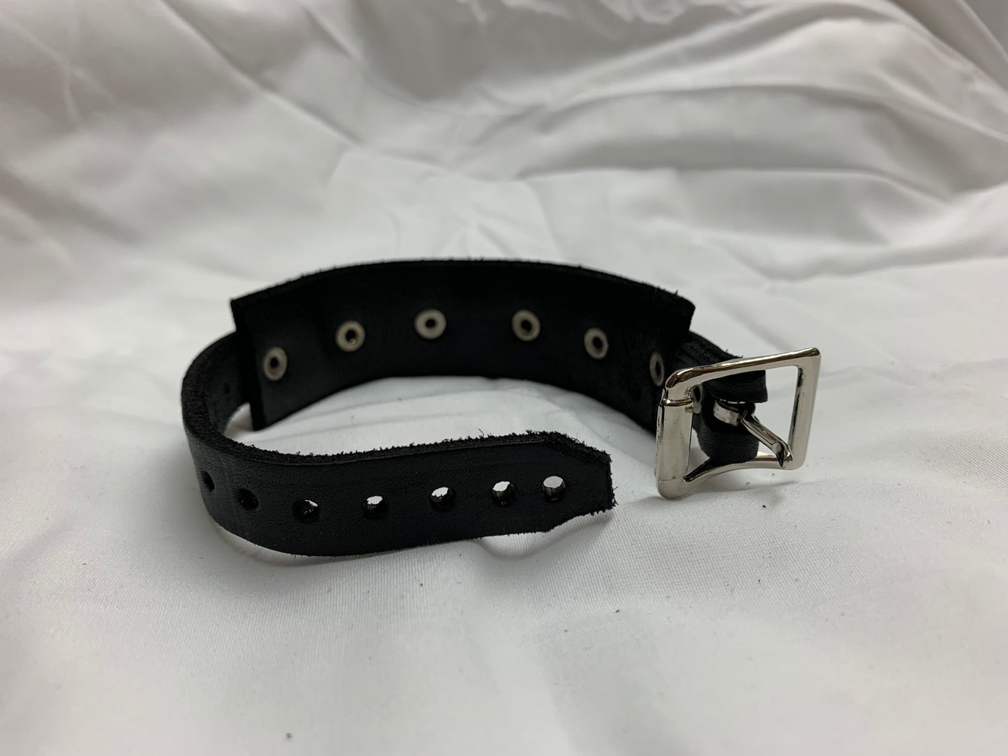 Leather Cuff Bracelet w/ Flat Studs & 3 Rings